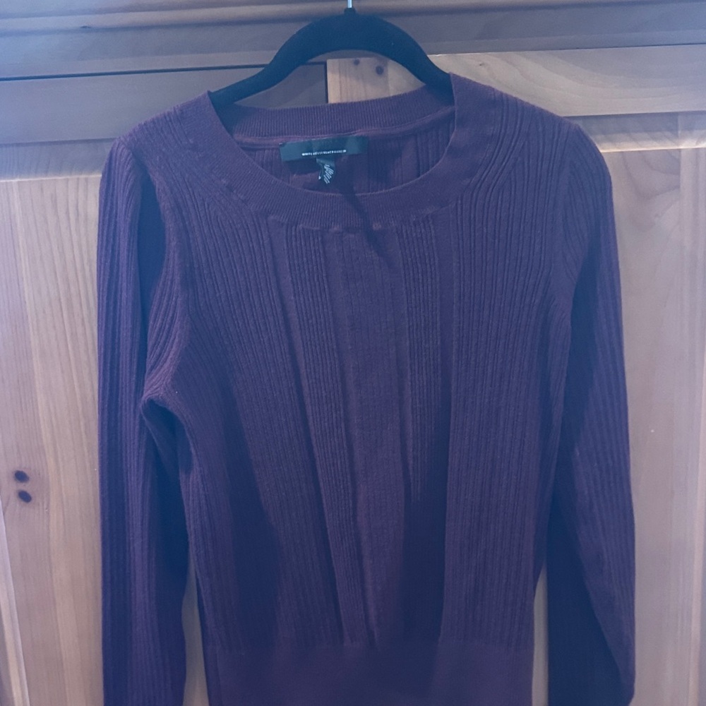 WHBM Ribbed wine cuffed sweater